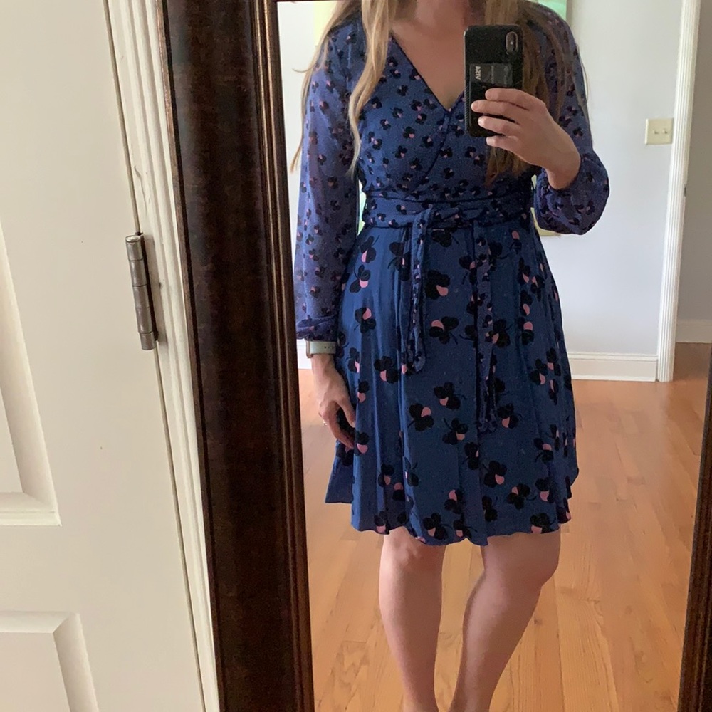 Boden Multi Print Faux Wrap Dress size 8P